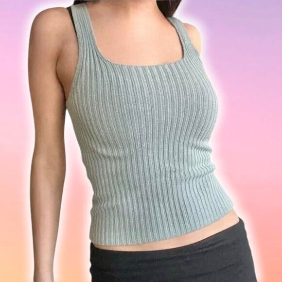 BRANDY MELVILLE Mint Green Ribbed Tank Sz XXS - Picture 1 of 6